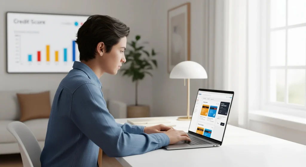 Person researching secured credit